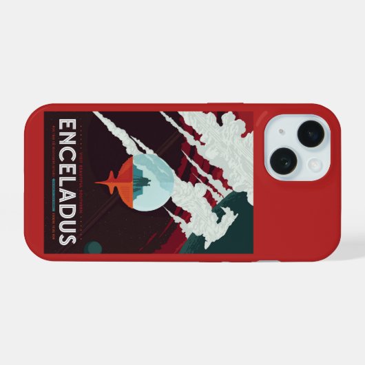 Retro Space Poster Cassini Mission to Saturn iPhone 15 Hülle (Rückseite (Horizontal))