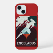 Retro Space Poster Cassini Mission to Saturn iPhone 15 Hülle (Rückseite)