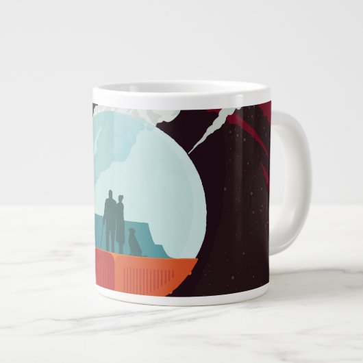 Retro Space Poster Cassini Mission to Saturn Jumbo-Tasse (Vorderseite Rechts)