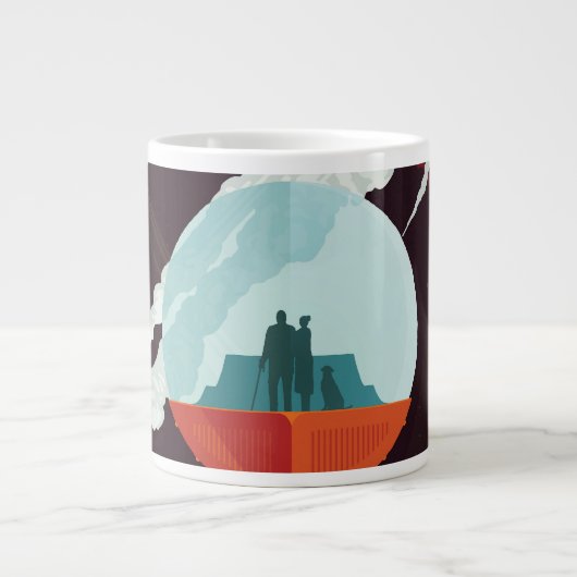 Retro Space Poster Cassini Mission to Saturn Jumbo-Tasse (Vorderseite)