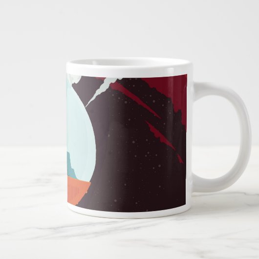 Retro Space Poster Cassini Mission to Saturn Jumbo-Tasse (Rechts)