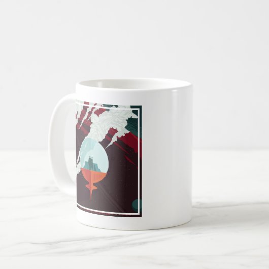 Retro Space Poster Cassini Mission to Saturn Kaffeetasse (Vorderseite Links)
