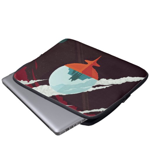 Retro Space Poster Cassini Mission to Saturn Laptopschutzhülle (Vorne Knopf)