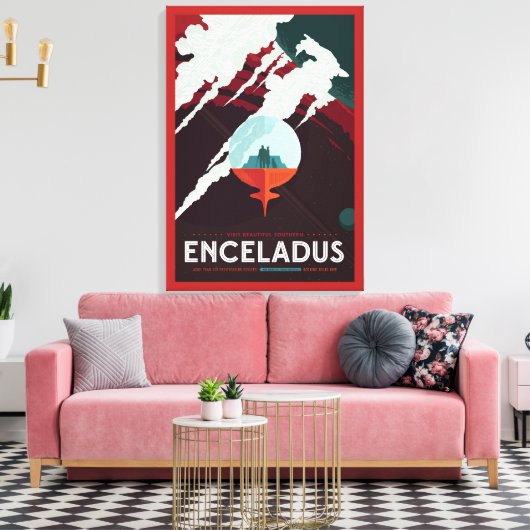 Retro Space Poster Cassini Mission to Saturn Leinwanddruck (Insitu (Wohnzimmer))