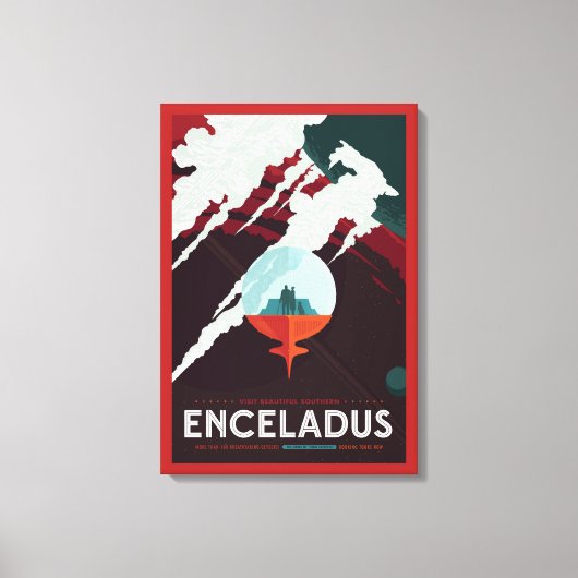 Retro Space Poster Cassini Mission to Saturn Leinwanddruck (Vorderseite)