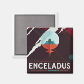 Retro Space Poster Cassini Mission to Saturn Magnet (Vorderseite/Rückseite)