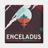 Retro Space Poster Cassini Mission to Saturn Magnet (Vorne)