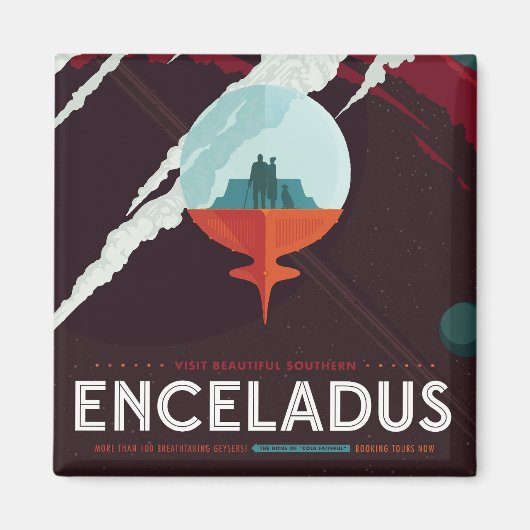 Retro Space Poster Cassini Mission to Saturn Magnet (Vorne)