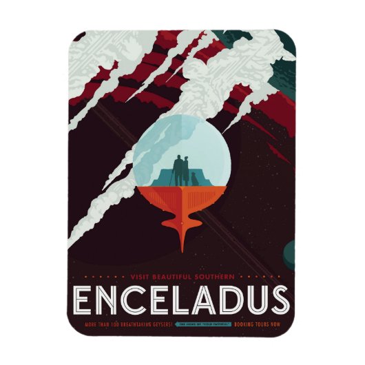 Retro Space Poster Cassini Mission to Saturn Magnet (Vertikal)