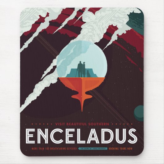 Retro Space Poster Cassini Mission to Saturn Mousepad (Vorne)