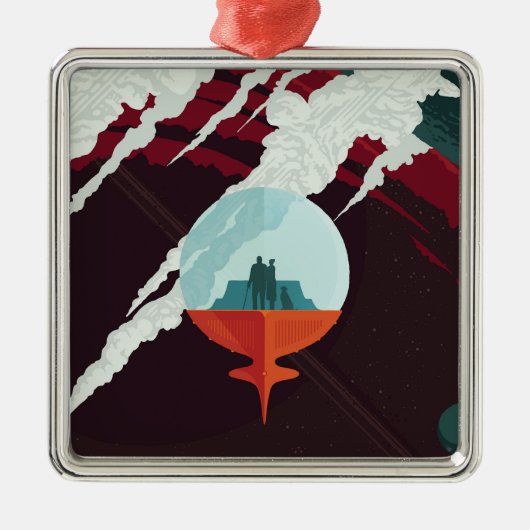 Retro Space Poster Cassini Mission to Saturn Ornament Aus Metall (Vorne)