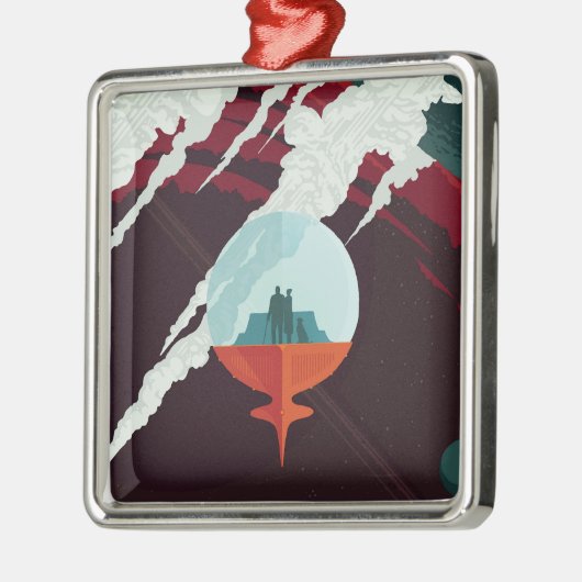 Retro Space Poster Cassini Mission to Saturn Ornament Aus Metall (Links)