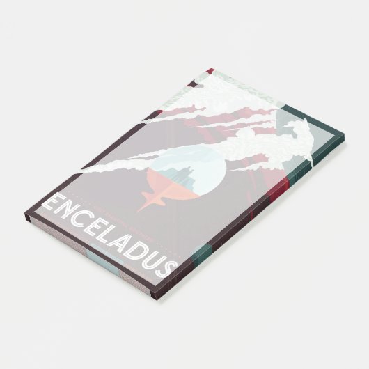 Retro Space Poster Cassini Mission to Saturn Post-it Klebezettel (angewinkelt)