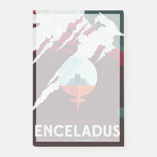 Retro Space Poster Cassini Mission to Saturn Post-it Klebezettel (Vorderseite)