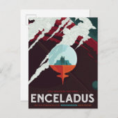 Retro Space Poster Cassini Mission to Saturn Postkarte (Vorne/Hinten)