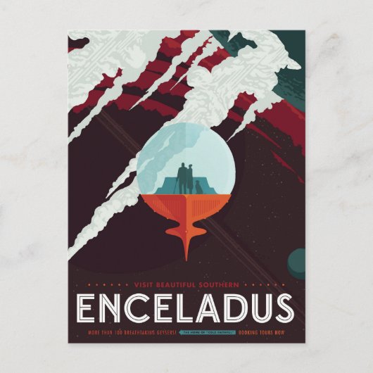 Retro Space Poster Cassini Mission to Saturn Postkarte (Vorderseite)