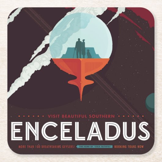 Retro Space Poster Cassini Mission to Saturn Rechteckiger Pappuntersetzer (Vorderseite)