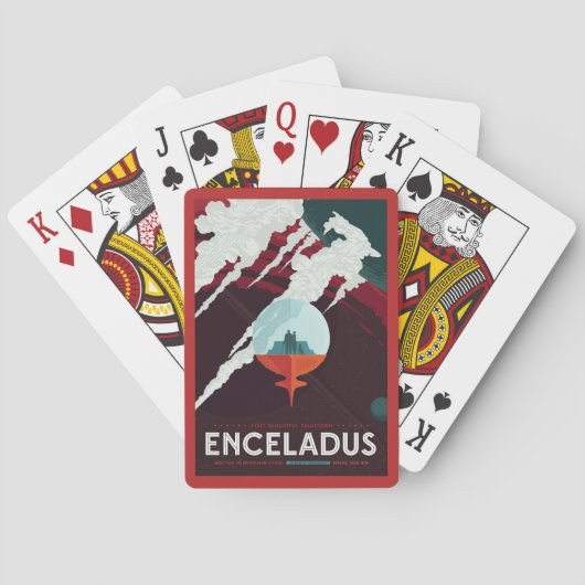 Retro Space Poster Cassini Mission to Saturn Spielkarten (Rückseite)