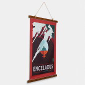 Retro Space Poster Cassini Mission to Saturn Wandteppich Mit Holzrahmen (Gewinkelt)