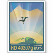 Retro Space Poster - die Schwerkraft einer Super E Aufkleber (Vorderseite)