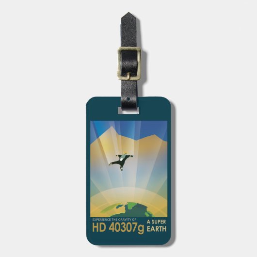 Retro Space Poster - die Schwerkraft einer Super E Gepäckanhänger (Vorderseite vertikal)