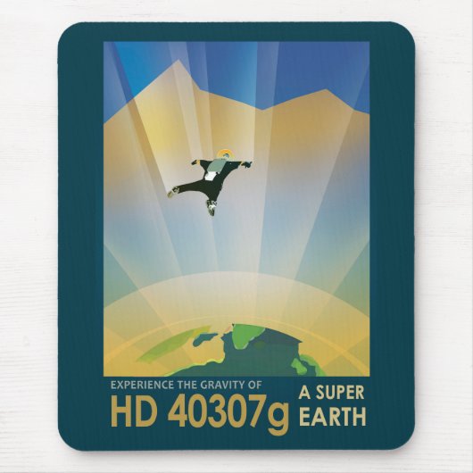 Retro Space Poster - die Schwerkraft einer Super E Mousepad (Vorne)