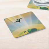 Retro Space Poster - die Schwerkraft einer Super E Rechteckiger Pappuntersetzer (angewinkelt)