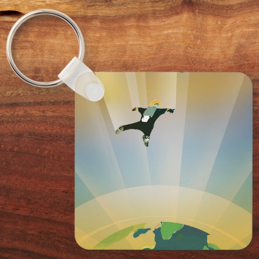 Retro Space Poster - die Schwerkraft einer Super E Schlüsselanhänger (Vorderseite)