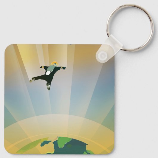 Retro Space Poster - die Schwerkraft einer Super E Schlüsselanhänger (Rückseite)