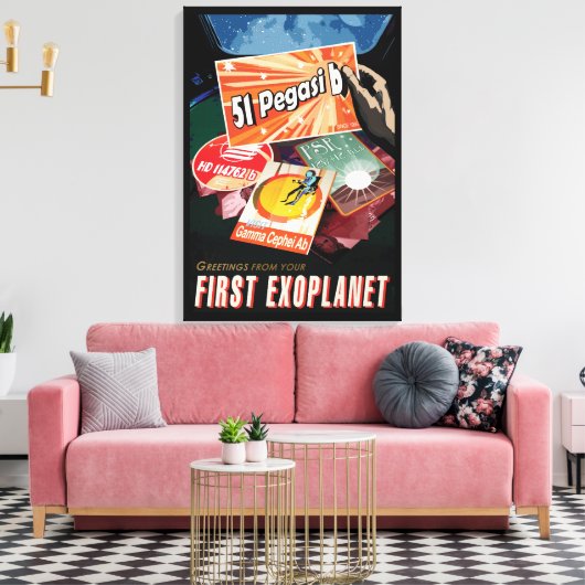 Retro Space Poster-Exoplanet Discovery 51 Pegasi B Leinwanddruck (Insitu (Wohnzimmer))