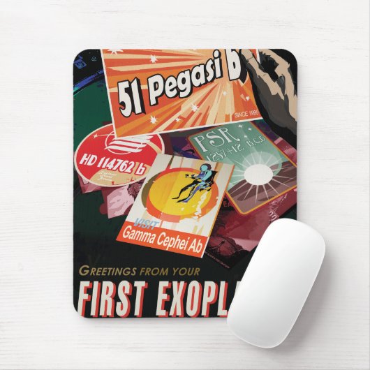 Retro Space Poster-Exoplanet Discovery 51 Pegasi B Mousepad (Mit Mouse)
