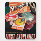 Retro Space Poster-Exoplanet Discovery 51 Pegasi B Mousepad (Vorne)