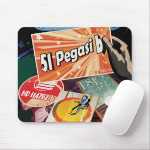 Retro Space Poster-Exoplanet Discovery 51 Pegasi B Mousepad