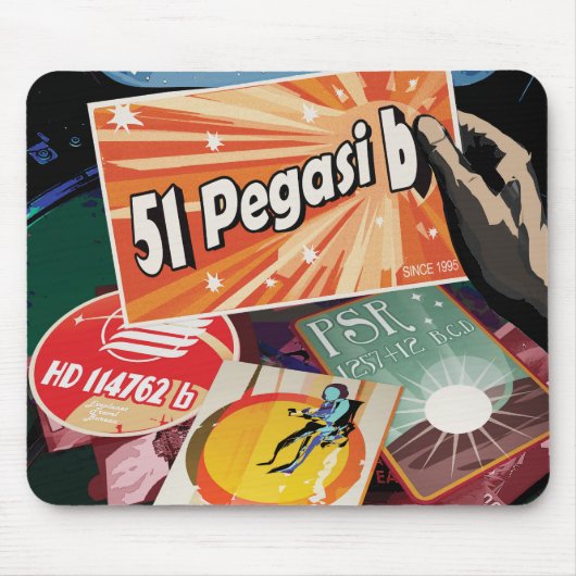 Retro Space Poster-Exoplanet Discovery 51 Pegasi B Mousepad (Vorne)