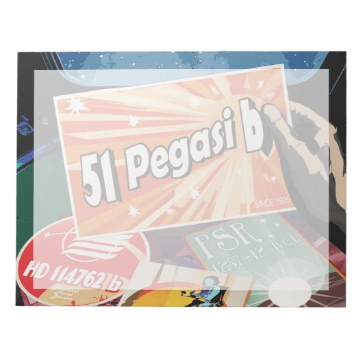 Retro Space Poster-Exoplanet Discovery 51 Pegasi B Notizblock (Vorderseite)