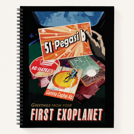 Retro Space Poster-Exoplanet Discovery 51 Pegasi B Notizblock (Vorderseite)