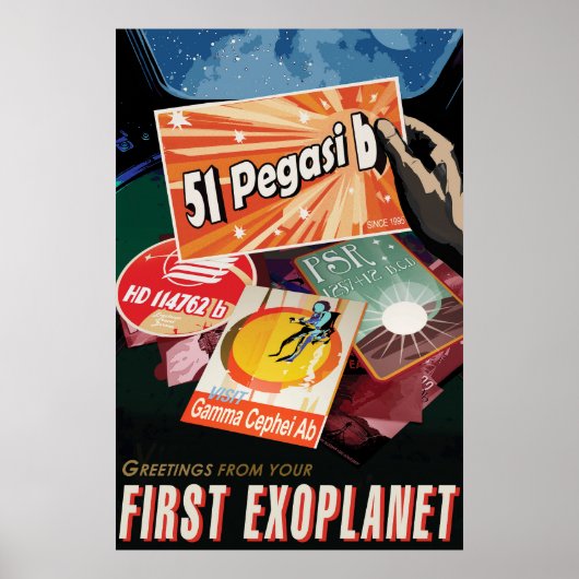 Retro Space Poster-Exoplanet Discovery 51 Pegasi B Poster (Vorne)