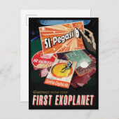 Retro Space Poster-Exoplanet Discovery 51 Pegasi B Postkarte (Vorne/Hinten)