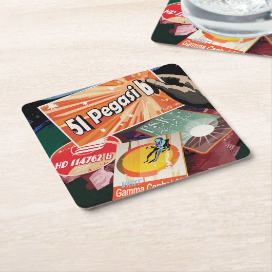 Retro Space Poster-Exoplanet Discovery 51 Pegasi B Rechteckiger Pappuntersetzer (angewinkelt)