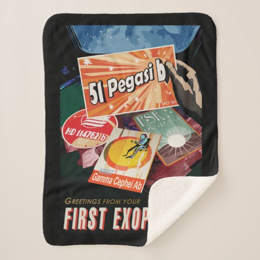 Retro Space Poster-Exoplanet Discovery 51 Pegasi B Sherpadecke (Vorderseite)