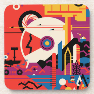 Retro Space Poster - Mars Exploration Program. Getränkeuntersetzer