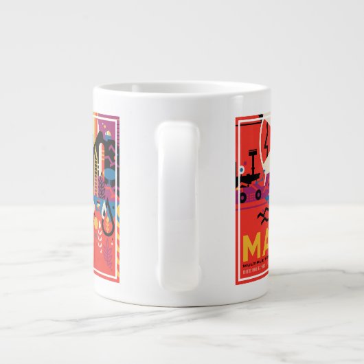 Retro Space Poster - Mars Exploration Program. Jumbo-Tasse (Rückseite)