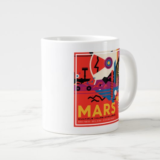 Retro Space Poster - Mars Exploration Program. Jumbo-Tasse (Vorderseite Rechts)