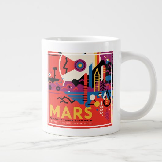 Retro Space Poster - Mars Exploration Program. Jumbo-Tasse (Rechts)