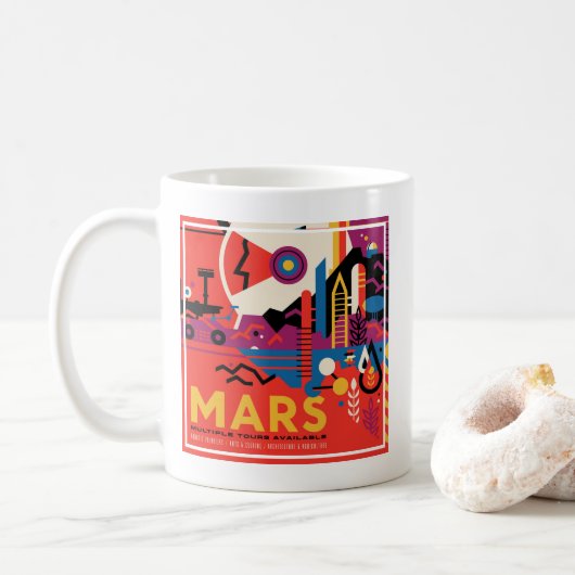 Retro Space Poster - Mars Exploration Program. Kaffeetasse (Mit Donut)