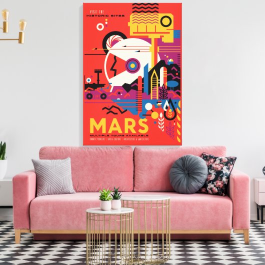 Retro Space Poster - Mars Exploration Program. Leinwanddruck (Insitu (Wohnzimmer))