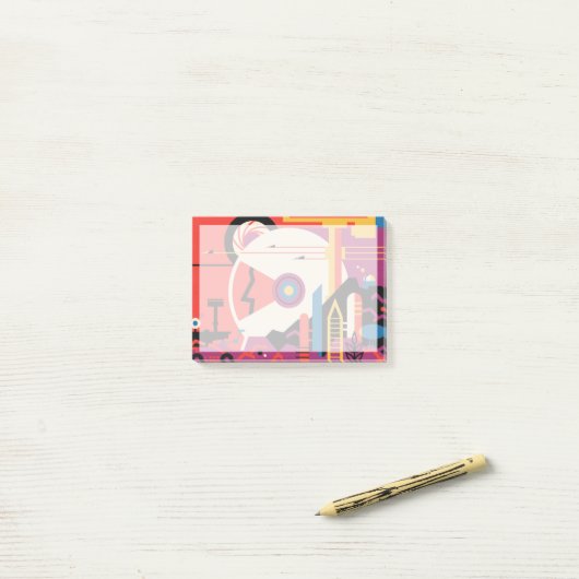 Retro Space Poster - Mars Exploration Program. Post-it Klebezettel (Auf Schreibtisch)