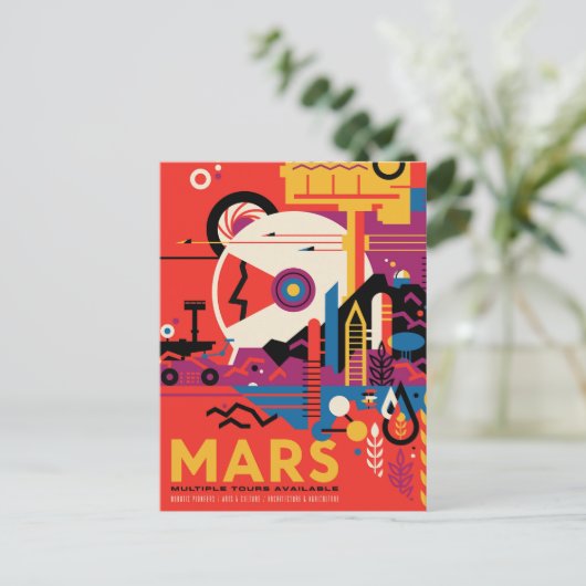 Retro Space Poster - Mars Exploration Program. Postkarte (Stehend Vorderseite)