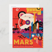 Retro Space Poster - Mars Exploration Program. Postkarte (Vorne/Hinten)