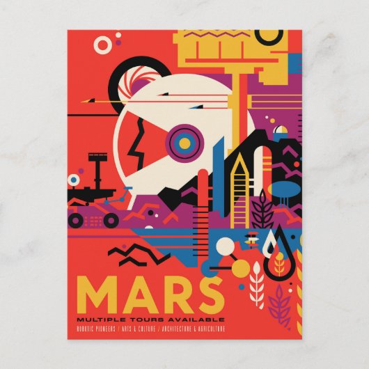 Retro Space Poster - Mars Exploration Program. Postkarte (Vorderseite)